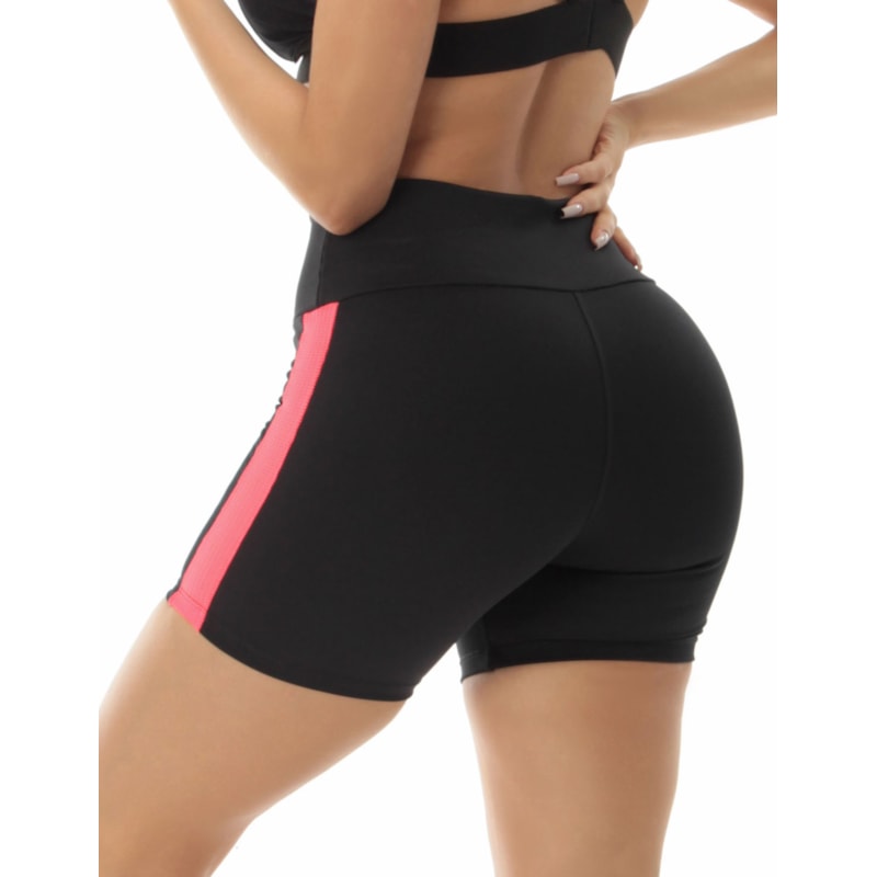 Short Preto com Recortes de Tela Laranja | Ref: 4.4.4321-0104