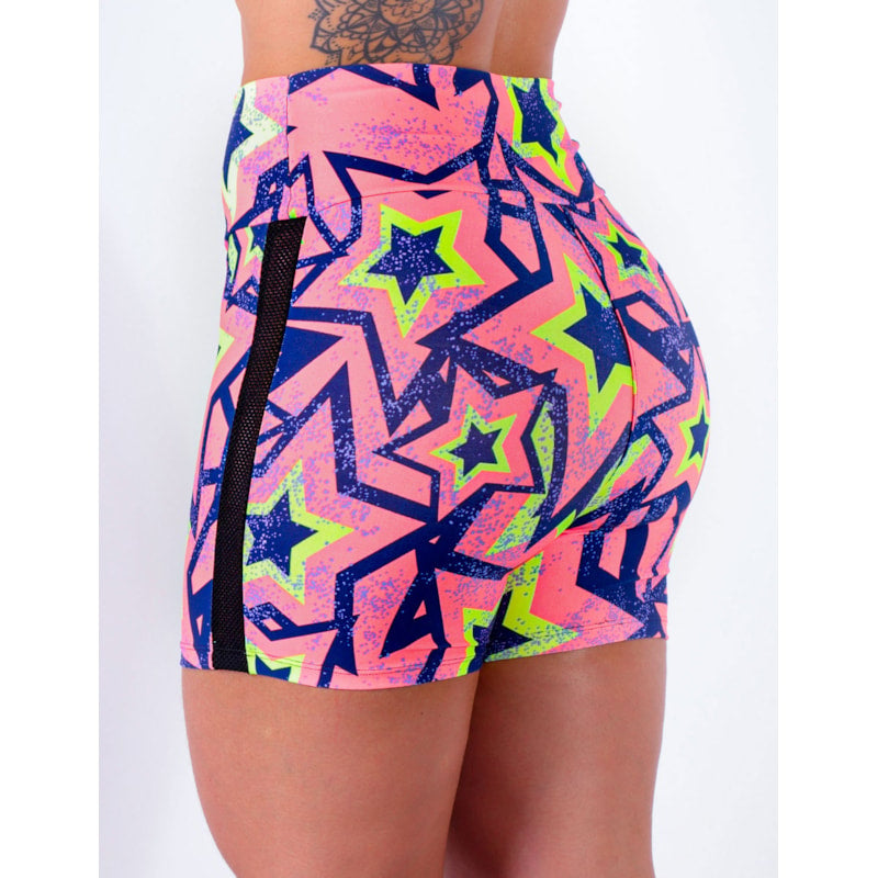 Short Feminino Estampado com Tela Preta | Ref: 4.4.4321-3171