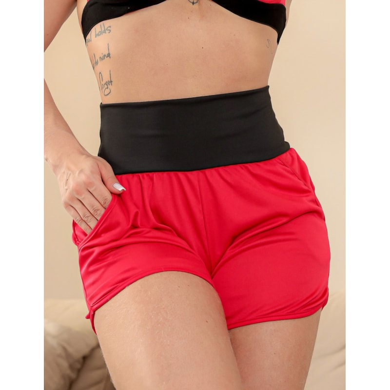 Short Fitness Vermelho Dry com Bolsos Laterais | Ref: 4.4.4362-11