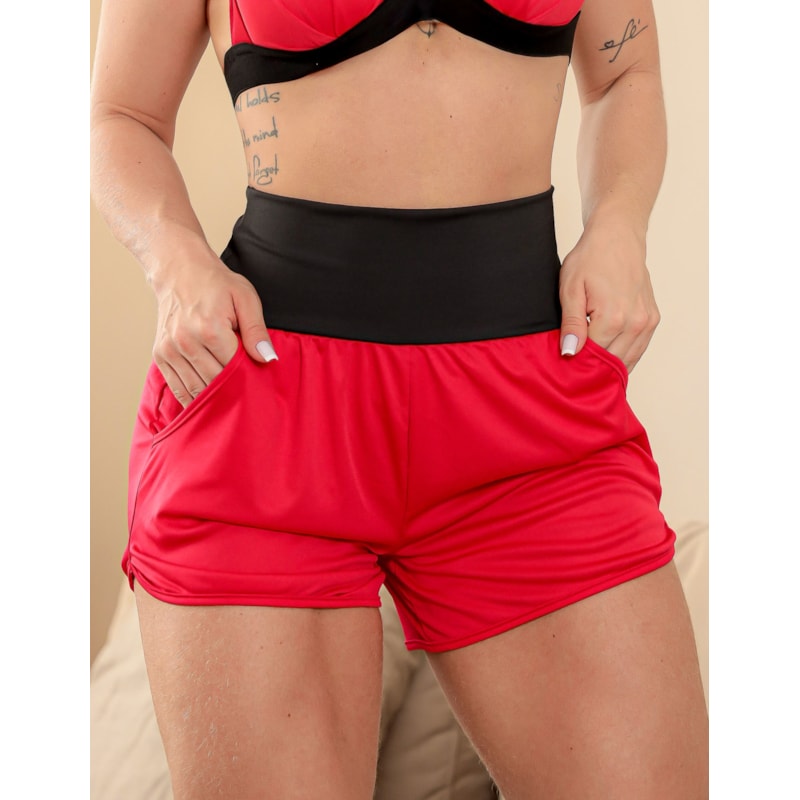 Short Fitness Vermelho Dry com Bolsos Laterais | Ref: 4.4.4362-11