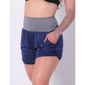 Short Dry Fit Azul Marinho com Bolsos e Cós Mescla | Ref: 4.4.4362-1803