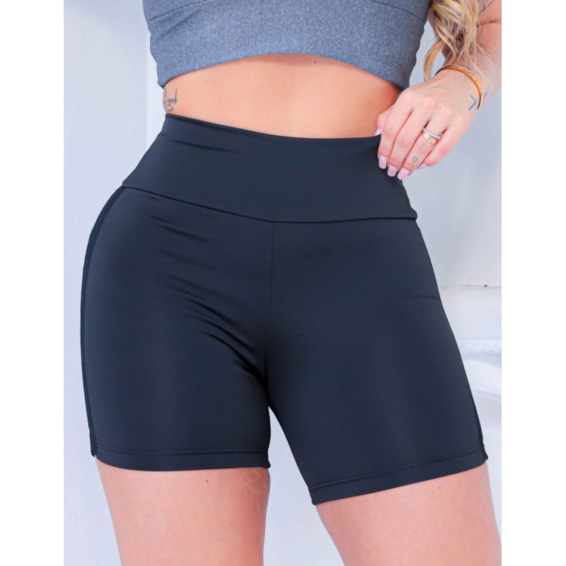 Short Feminio Esportivo com Recortes Laterais de Tela | Ref: 4.4.4367-01