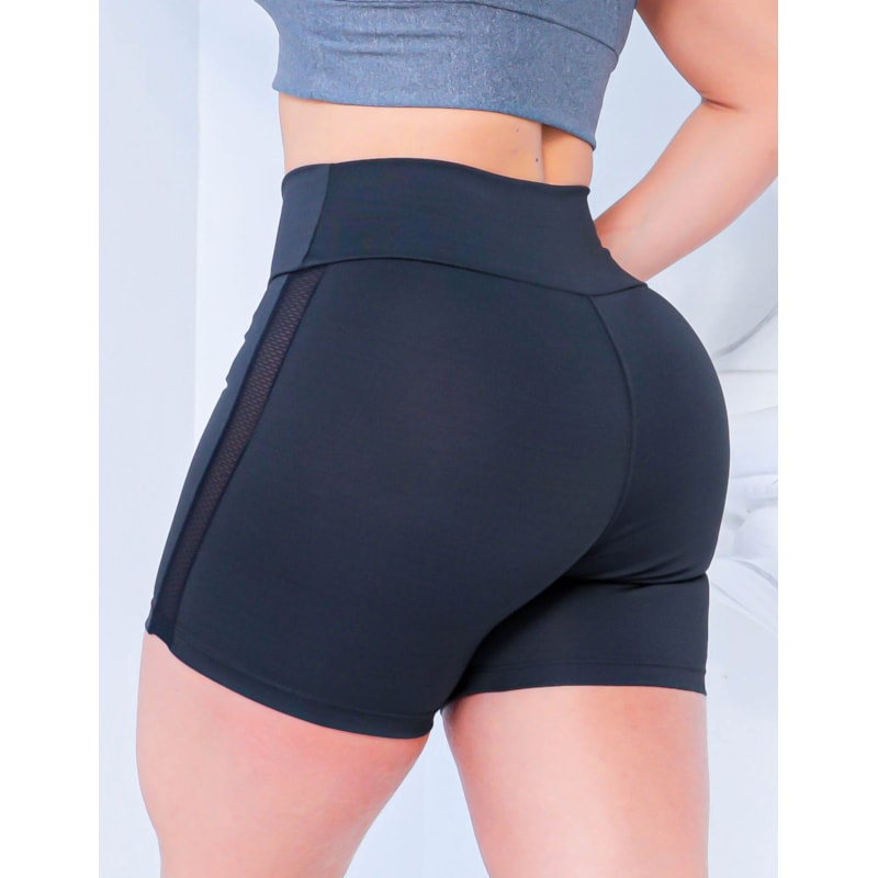 Short Feminio Esportivo com Recortes Laterais de Tela | Ref: 4.4.4367-01