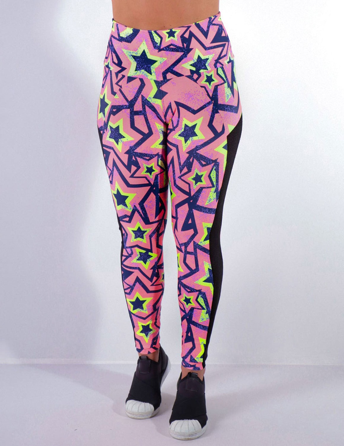 Calça Legging com Estampa e Tela Preta | Ref: 4.4.4369-3171