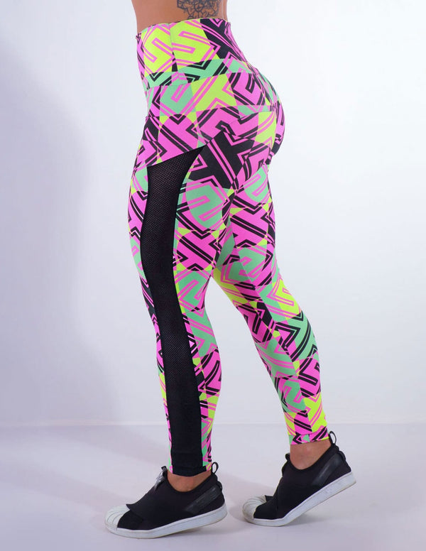 Calça Feminina Fitness Estampada com Tela | Ref: 4.4.4369-3183