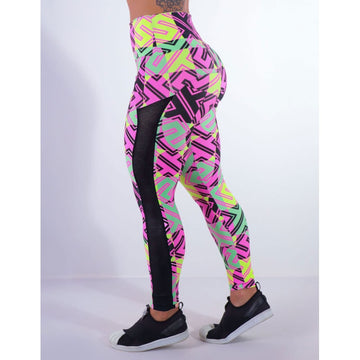 Calça Feminina Fitness Estampada com Tela | Ref: 4.4.4369-3183