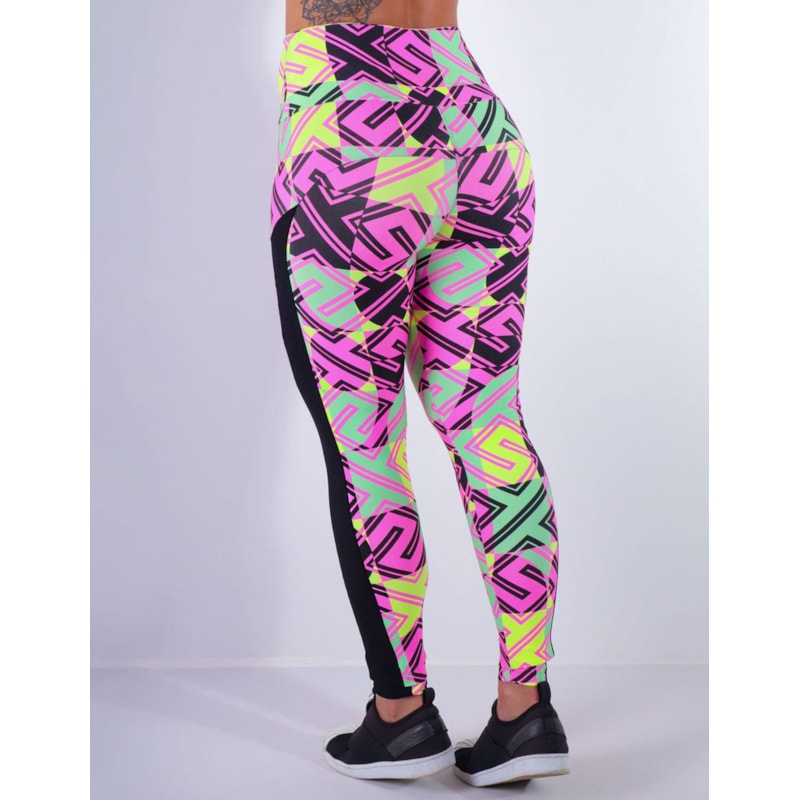 Calça Feminina Fitness Estampada com Tela | Ref: 4.4.4369-3183