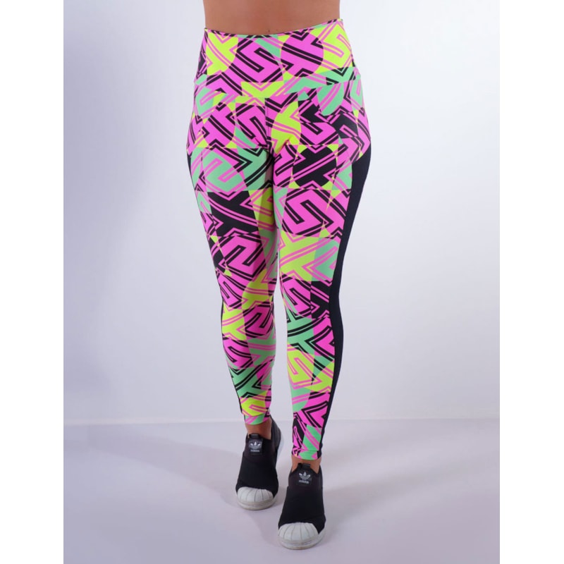 Calça Feminina Fitness Estampada com Tela | Ref: 4.4.4369-3183