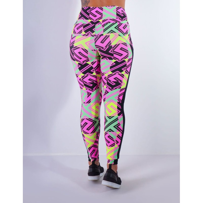 Calça Feminina Fitness Estampada com Tela | Ref: 4.4.4369-3183