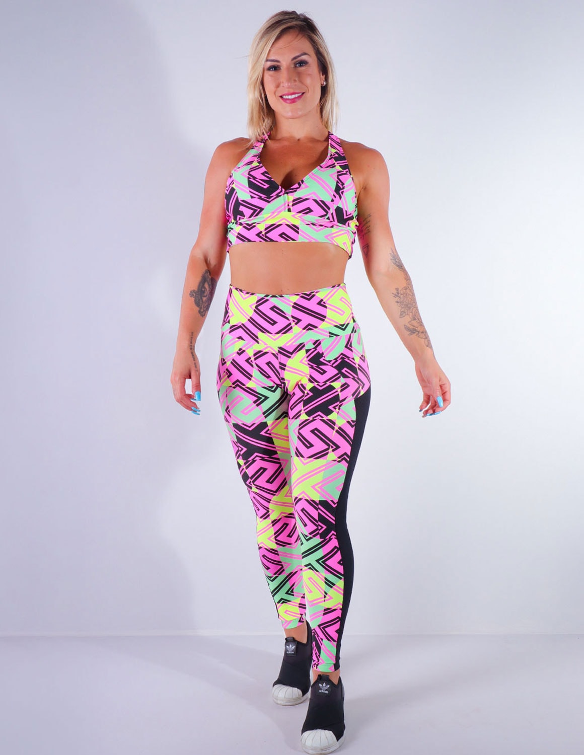 Calça Feminina Fitness Estampada com Tela | Ref: 4.4.4369-3183