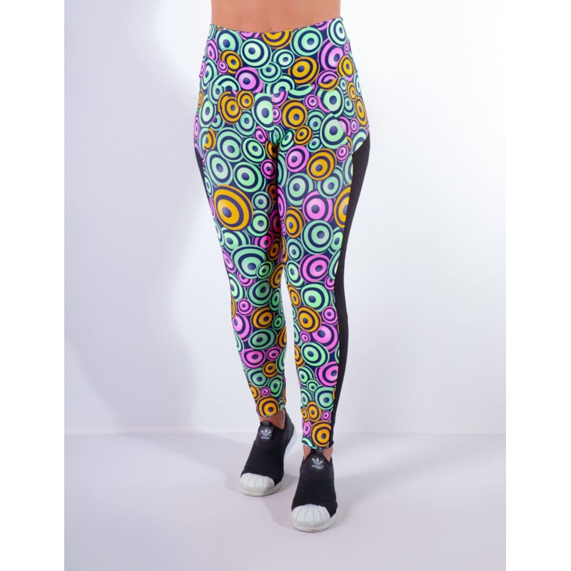 Calça Legging Estampada com Tela nas Laterais | Ref: 4.4.4369-3191