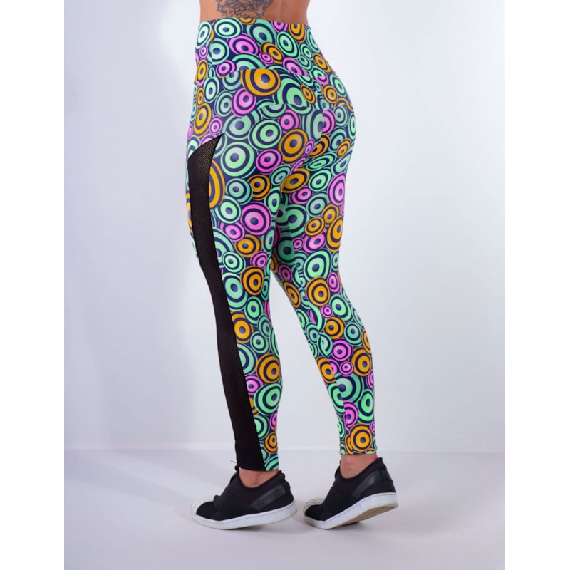 Calça Legging Estampada com Tela nas Laterais | Ref: 4.4.4369-3191