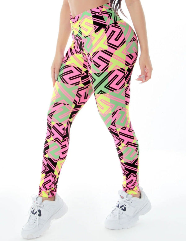 Calça Legging Fitness com Cós Franzido Estampada | Ref: 4.4.4370-3183