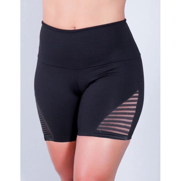 Shortinho Preto com Recortes de Tela | Ref: 4.4.4373-01