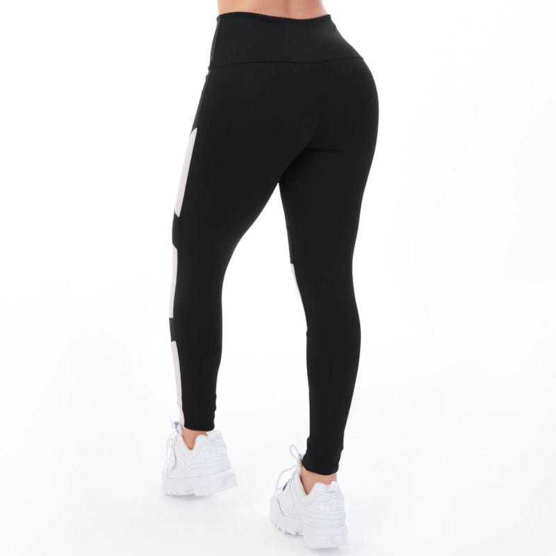 Calça Legging Preta com Recortes em Poliamida | Ref: 4.4.4374-0102