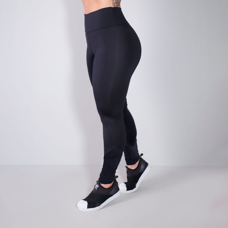 Calça Legging Preta com Tela | Ref: 4.4.4380-01