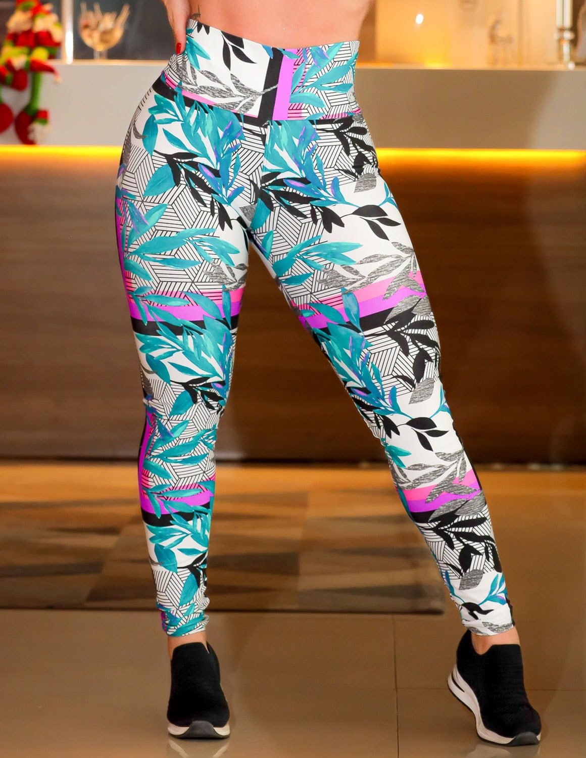 Calça Fitness com Cintura Alta com Estampa | Ref: 4.4.4381-3227