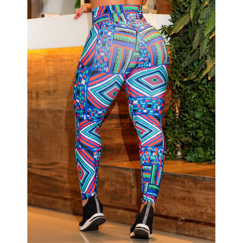 Calça Feminina Cós Alto Fitness Estampada | Ref: 4.4.4381-3228