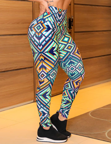 Calça Legging Fitness com Cós Alto e Estampa | Ref: 4.4.4381-3229