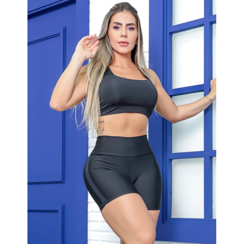 Short Preto com Tela de Poliamida | Ref: 4.4.4382-01