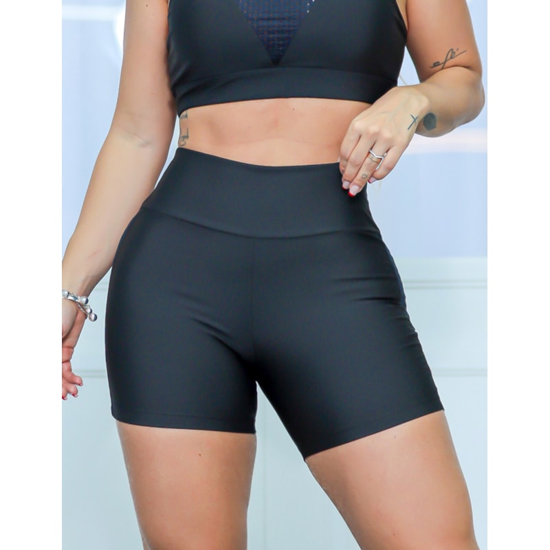 Short Preto com Tela de Poliamida | Ref: 4.4.4382-01
