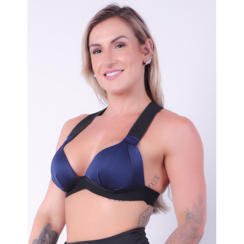 Top Azul Marinho cm Bojo em Dry Fit | Ref: 4.4.4384-18
