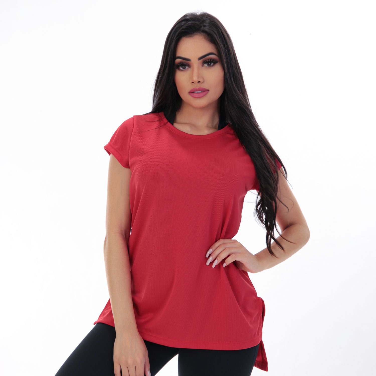 Blusa com Manguinhas em Dry Fit Vermelha | Ref: 4.4.4385-11