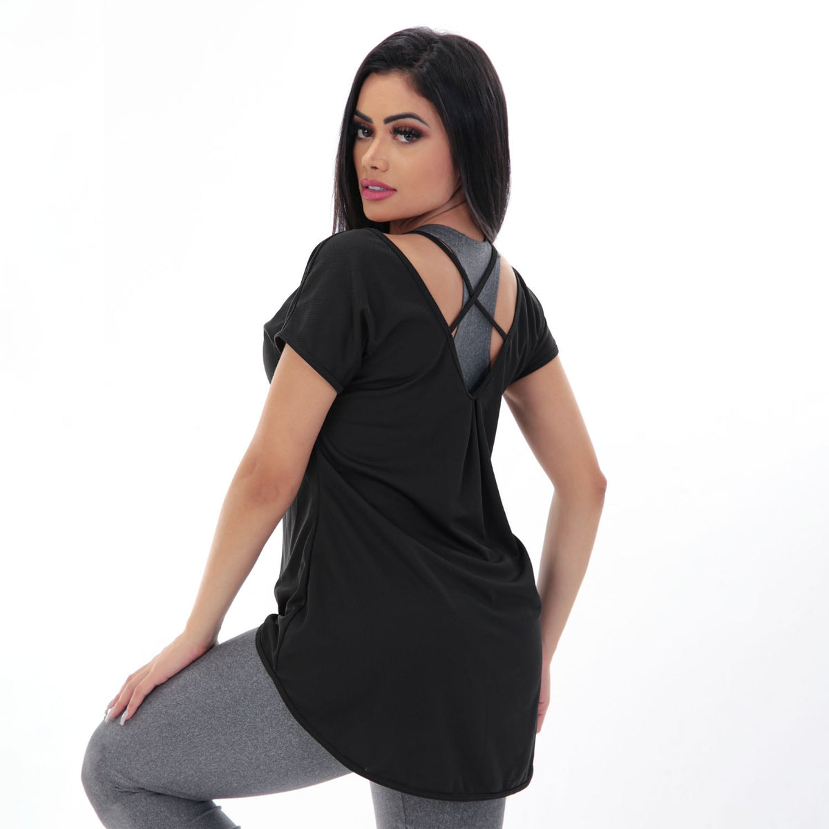 Blusa Fitness em Dry Fit Preta | Ref: 4.4.4386-01