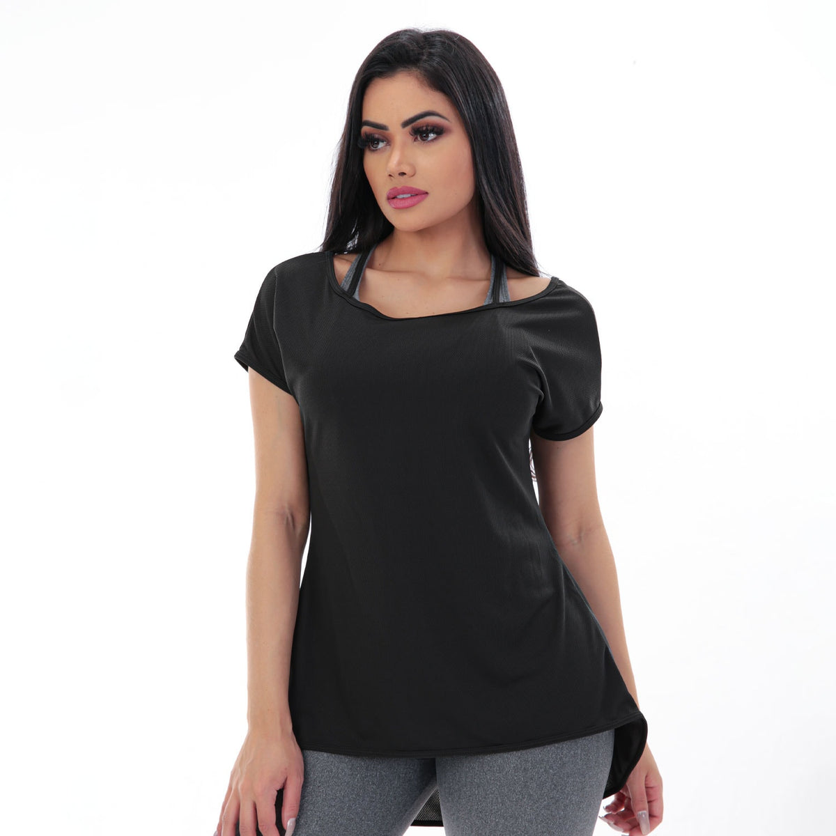 Blusa Fitness em Dry Fit Preta | Ref: 4.4.4386-01