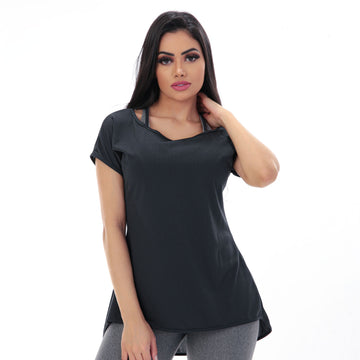 Blusa Fitness em Dry Fit Preta | Ref: 4.4.4386-01