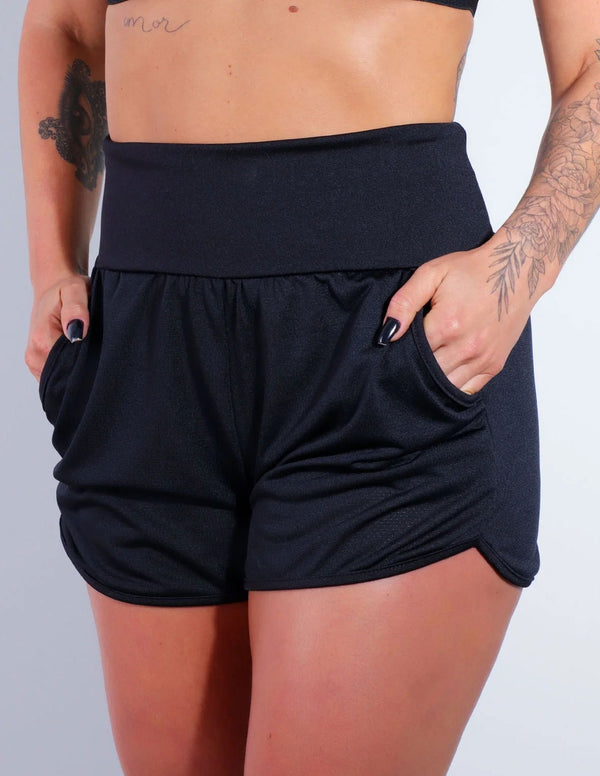 Short Preto Dry Fit com Bolsos | Ref: 4.4.4391-01