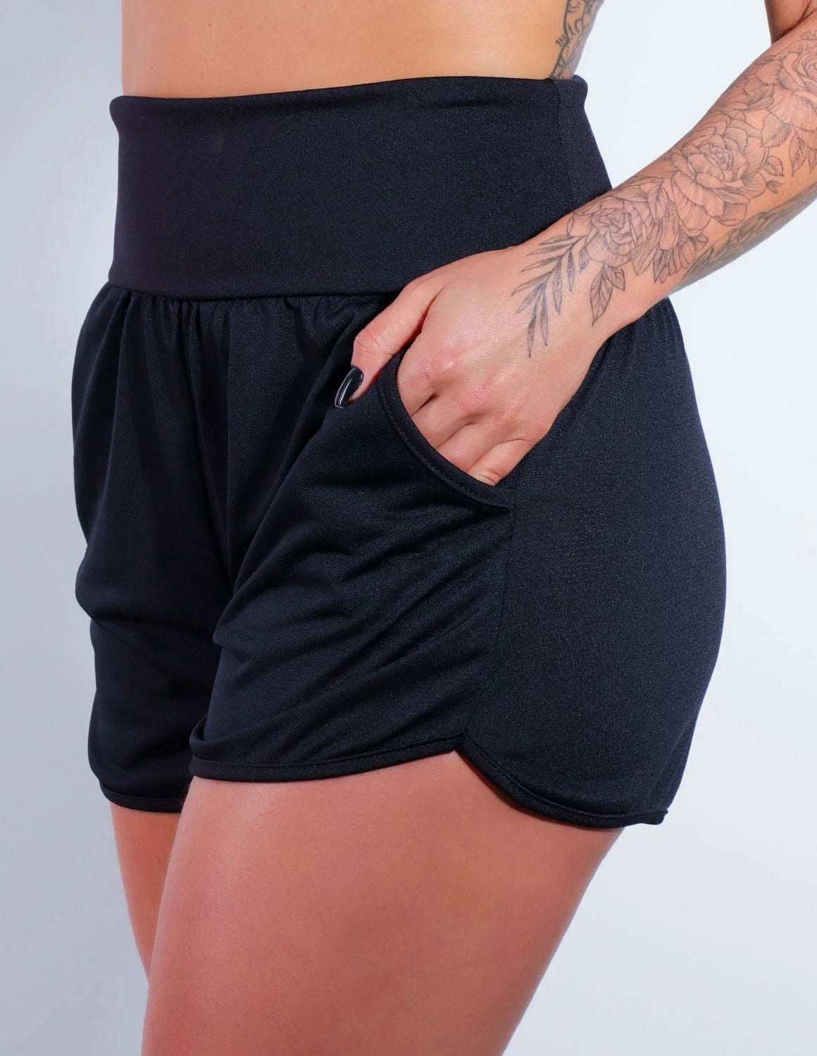 Short Preto Dry Fit com Bolsos | Ref: 4.4.4391-01