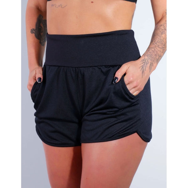 Short Preto Dry Fit com Bolsos | Ref: 4.4.4391-01