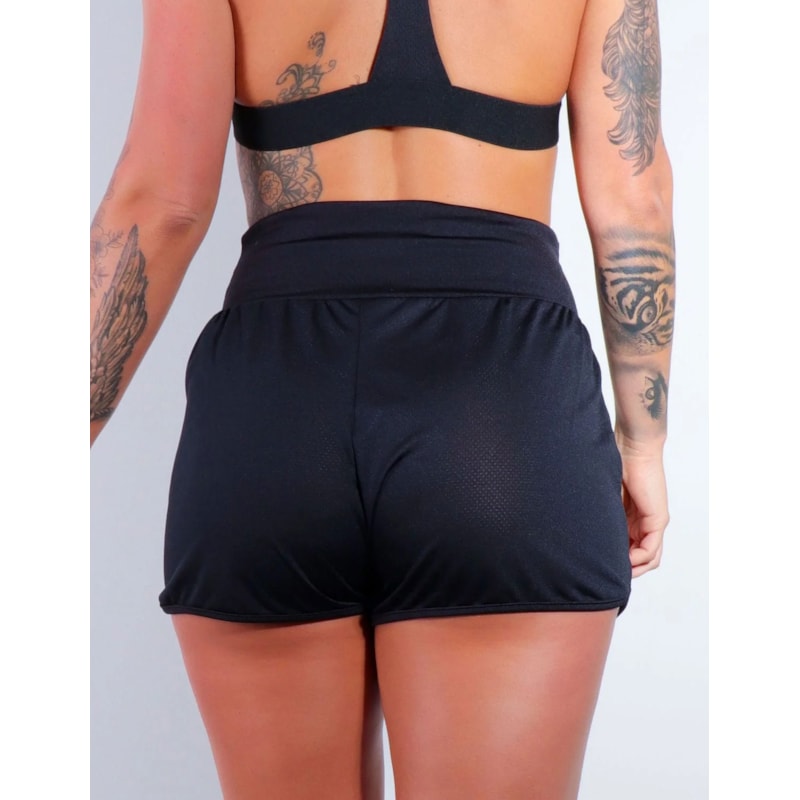 Short Preto Dry Fit com Bolsos | Ref: 4.4.4391-01
