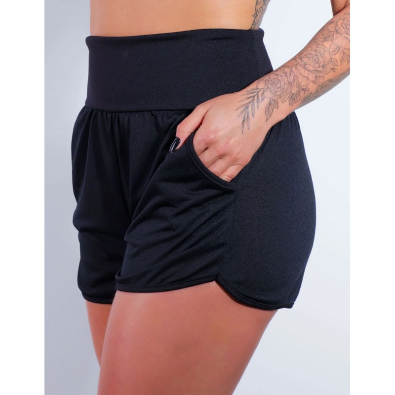 Short Preto Dry Fit com Bolsos | Ref: 4.4.4391-01