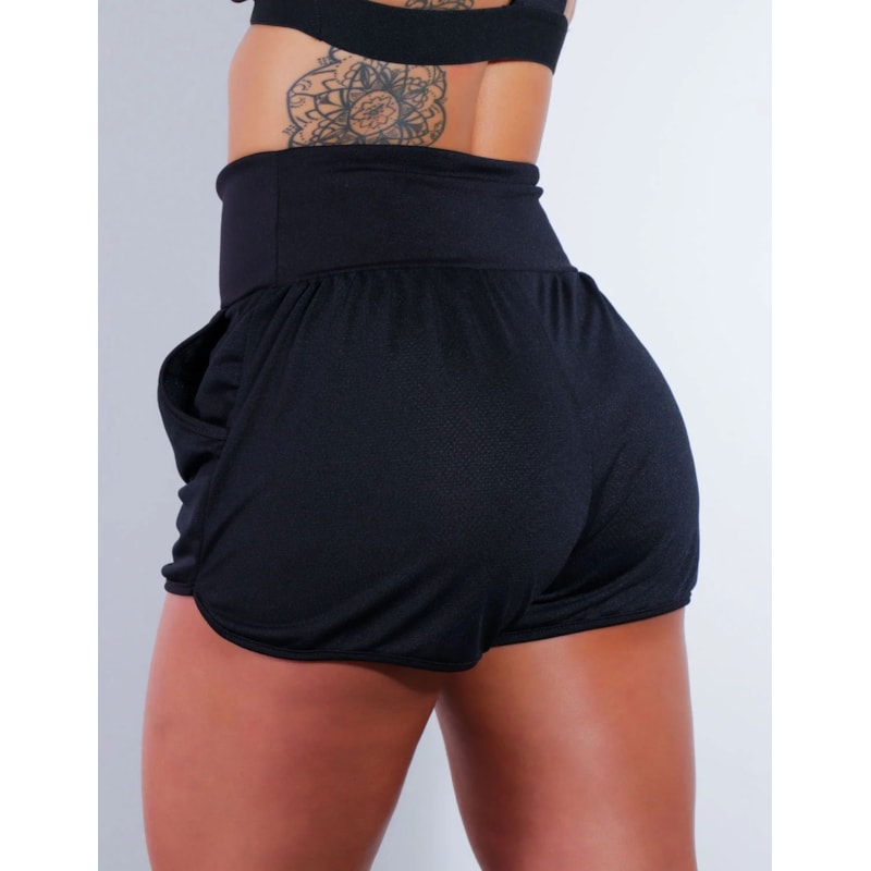 Short Preto Dry Fit com Bolsos | Ref: 4.4.4391-01