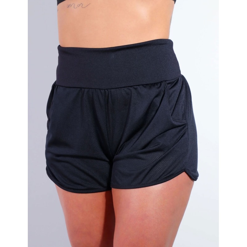 Short Preto Dry Fit com Bolsos | Ref: 4.4.4391-01