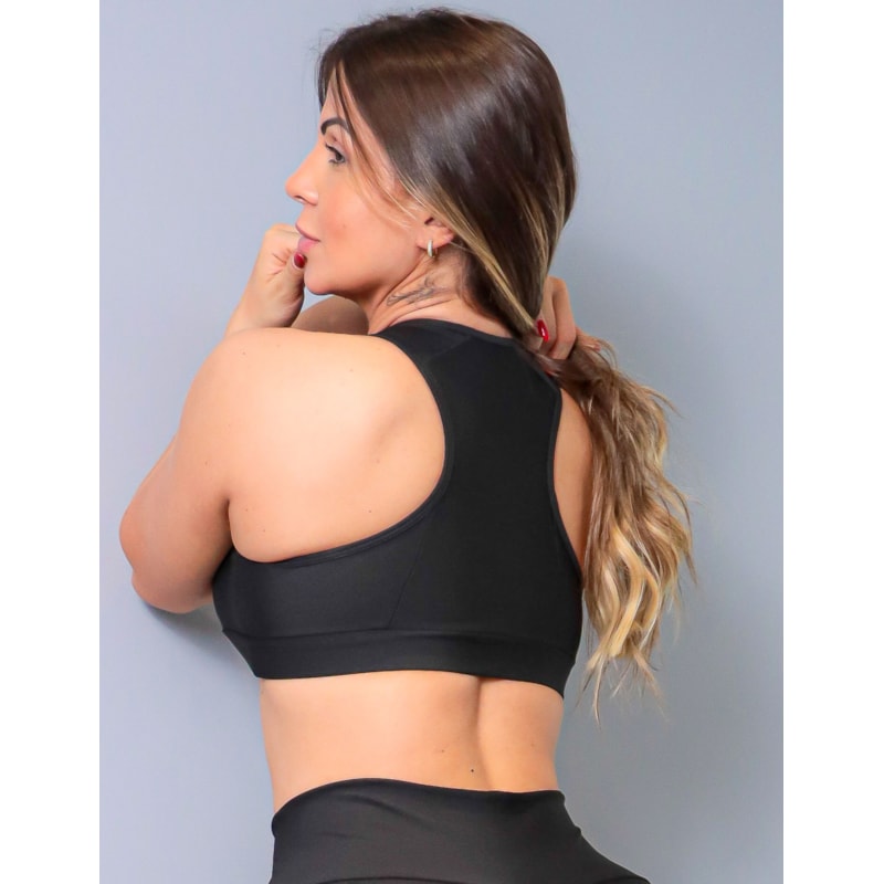 Top Feminino Fitness Preto com Bojo Removível | Ref: 4.4.4403-01