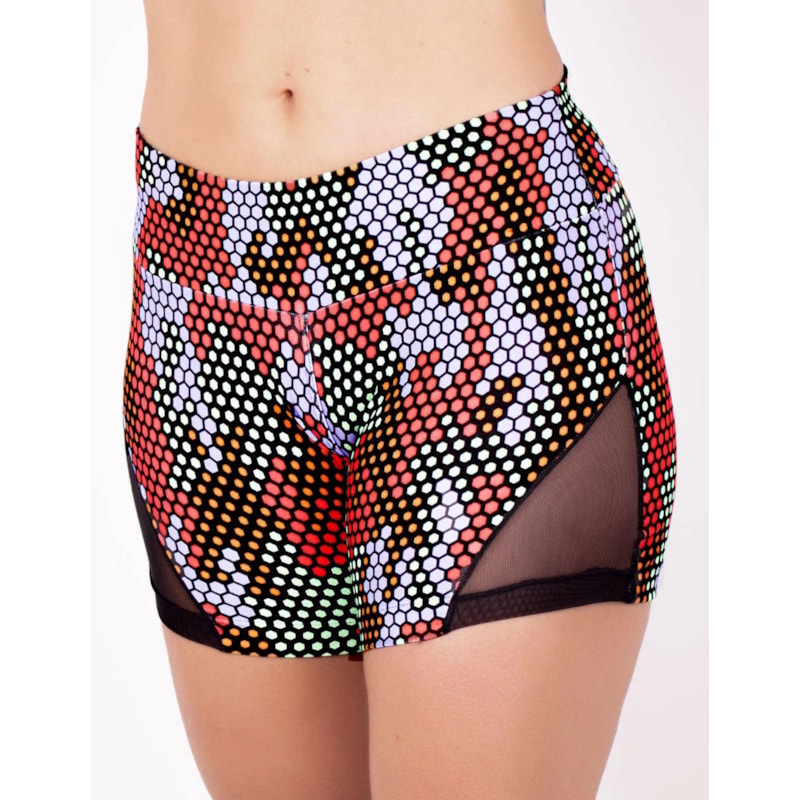 Shortinho Fitness Estampado com Recortes de Tela | Ref: 4.4.4404-3224