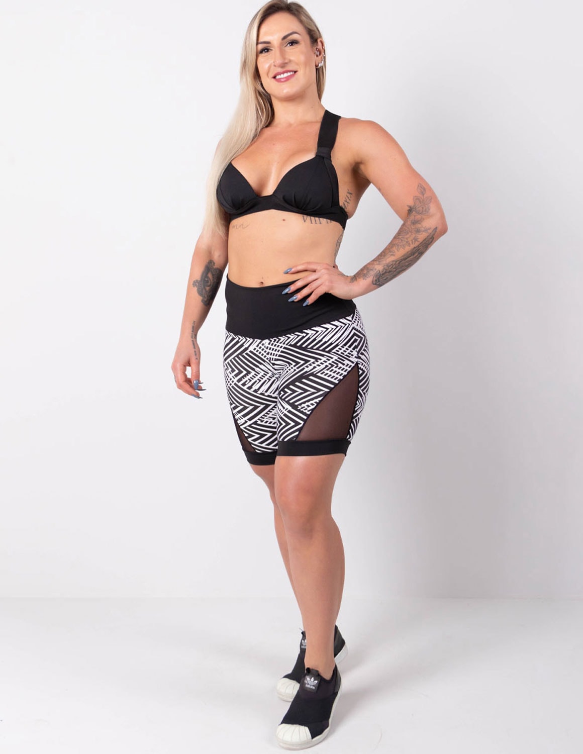 Shortinho Fitness Estampado com Tela nas Laterais | Ref: 4.4.4404-3231