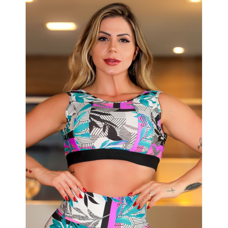 Cropped Fitness Feminino sem Bojo Estampado | Ref: 4.4.4413-3227