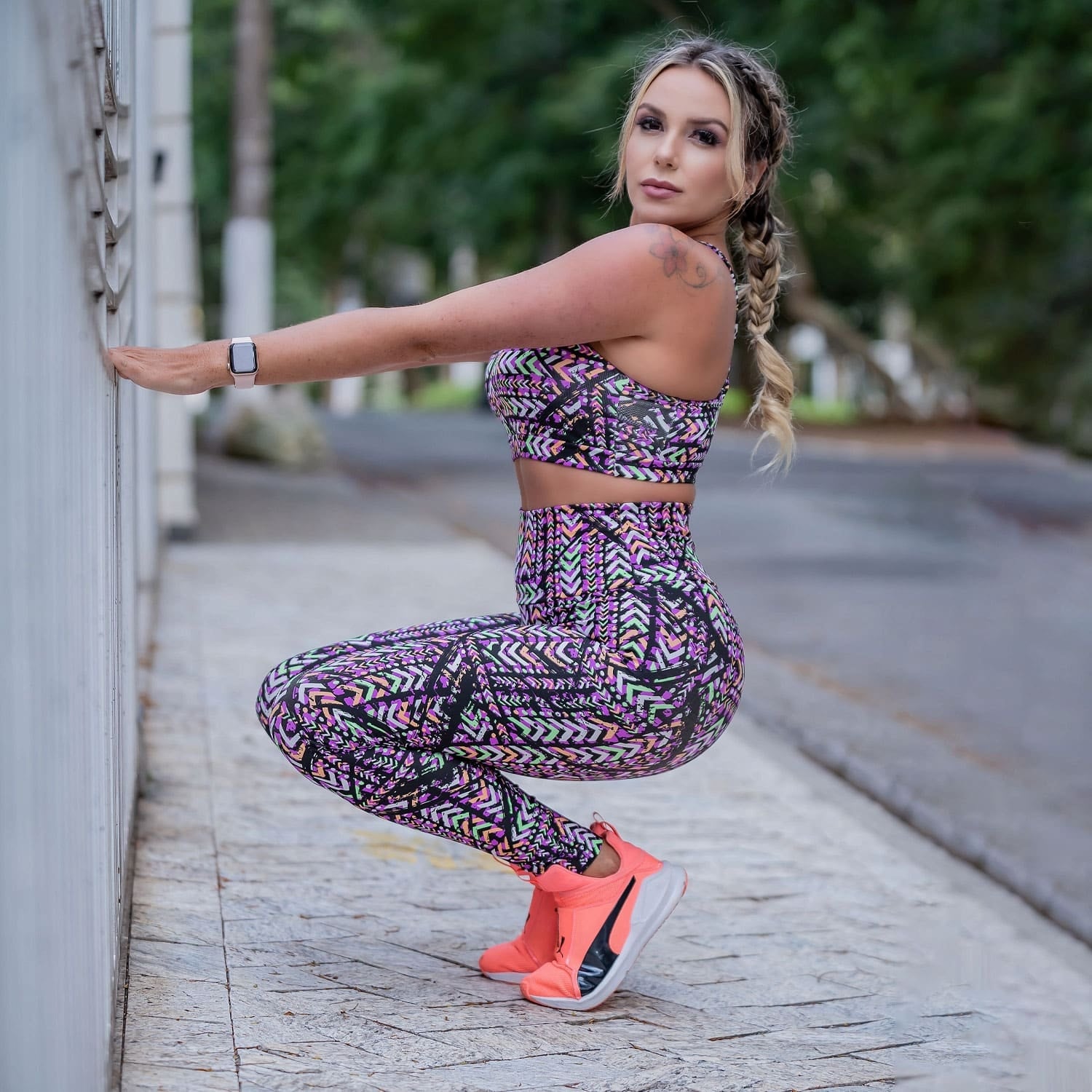 Conjunto Fitness Estampado com cropped e calça Cós Alto | Ref: 8.8.0147-3195