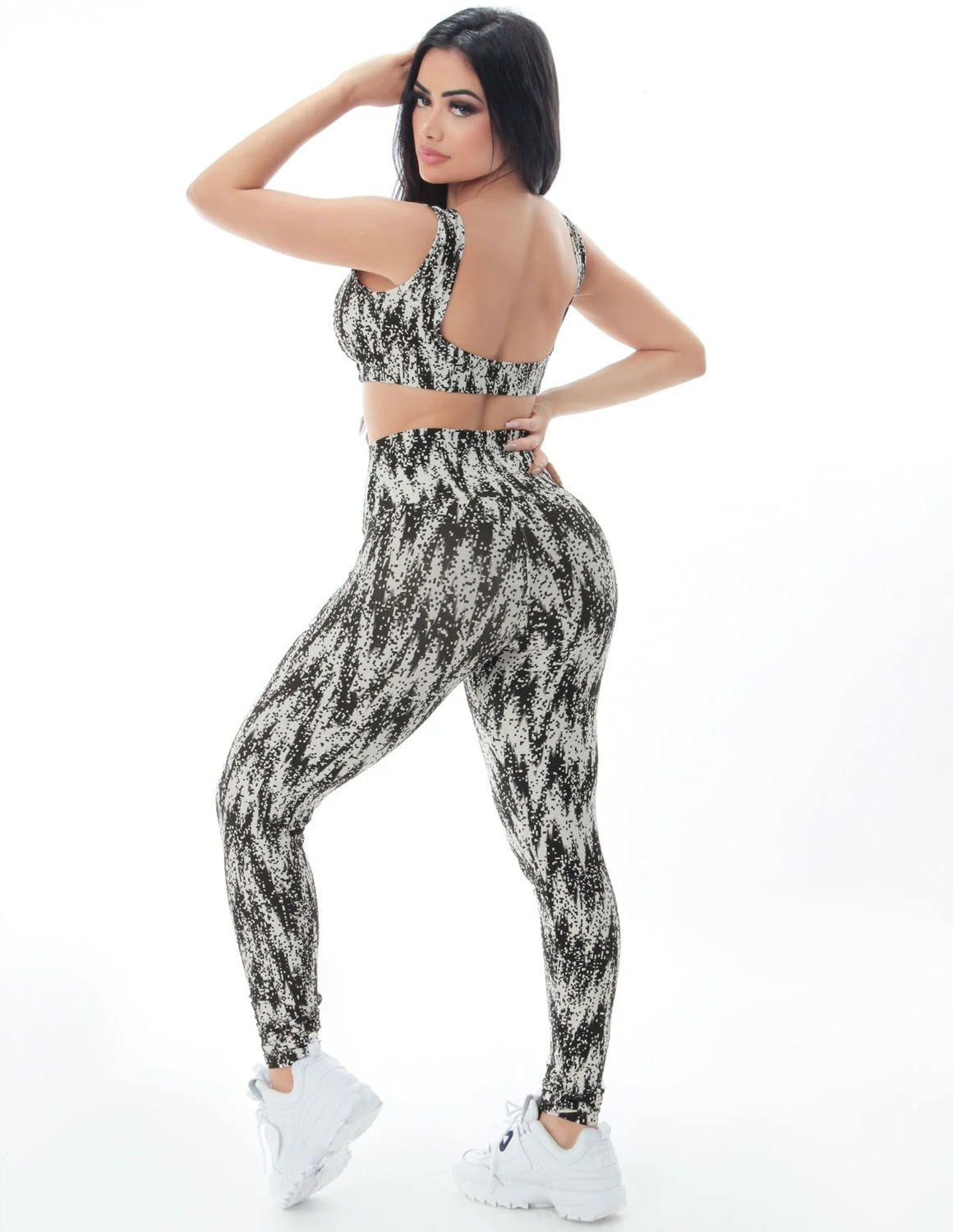 Conjunto Estampado Fitness Cropped e Calça com Cós Alto | 8.8.0162-3203