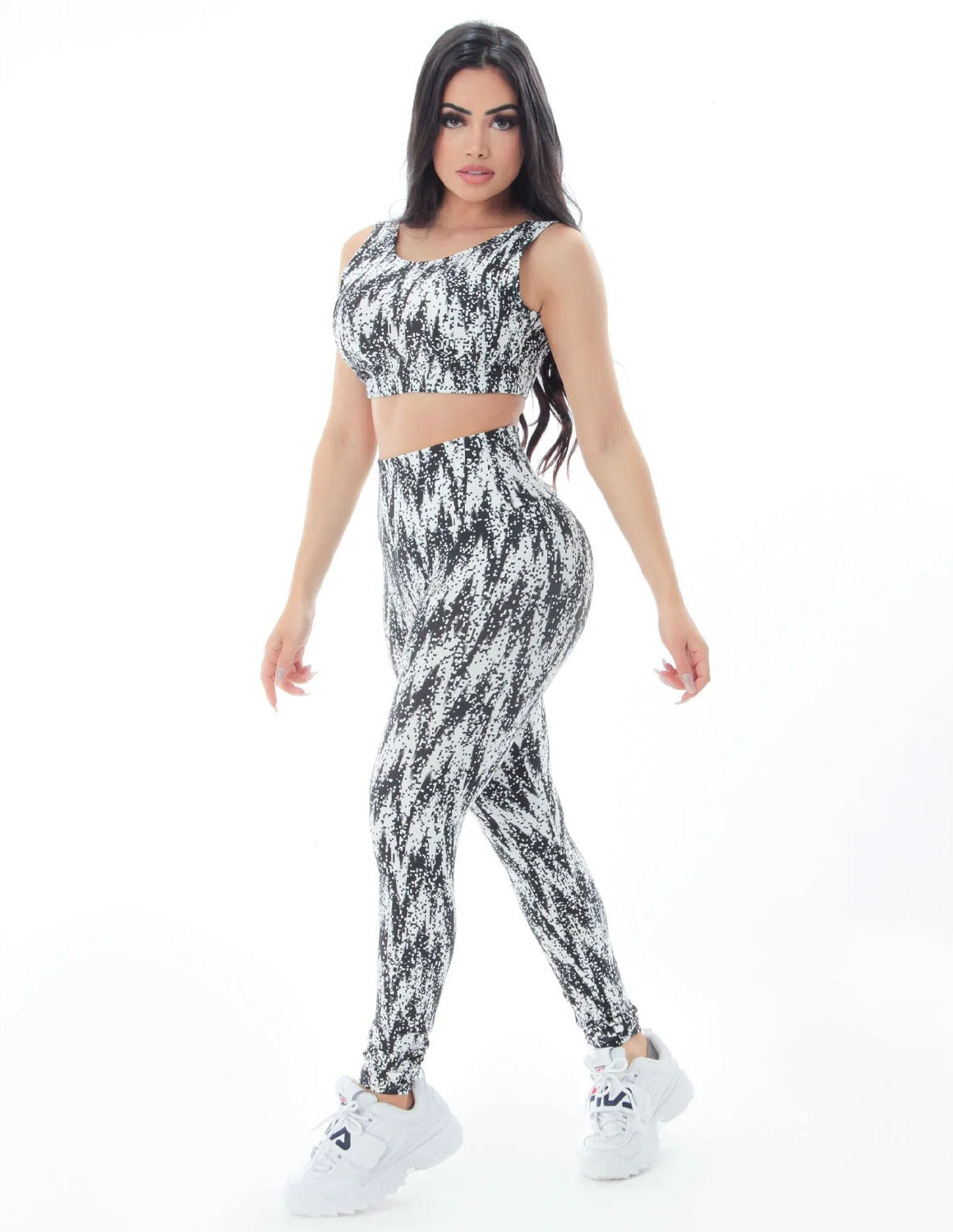 Conjunto Estampado Fitness Cropped e Calça com Cós Alto | 8.8.0162-3203
