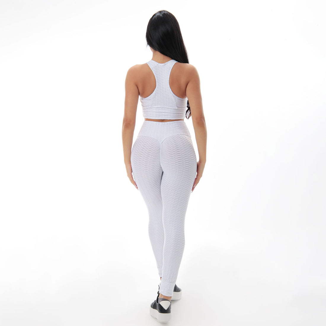 Conjunto de Academia Feminino Texturizado 3D em Cirrê Branco | Ref: 8.8.0164-02