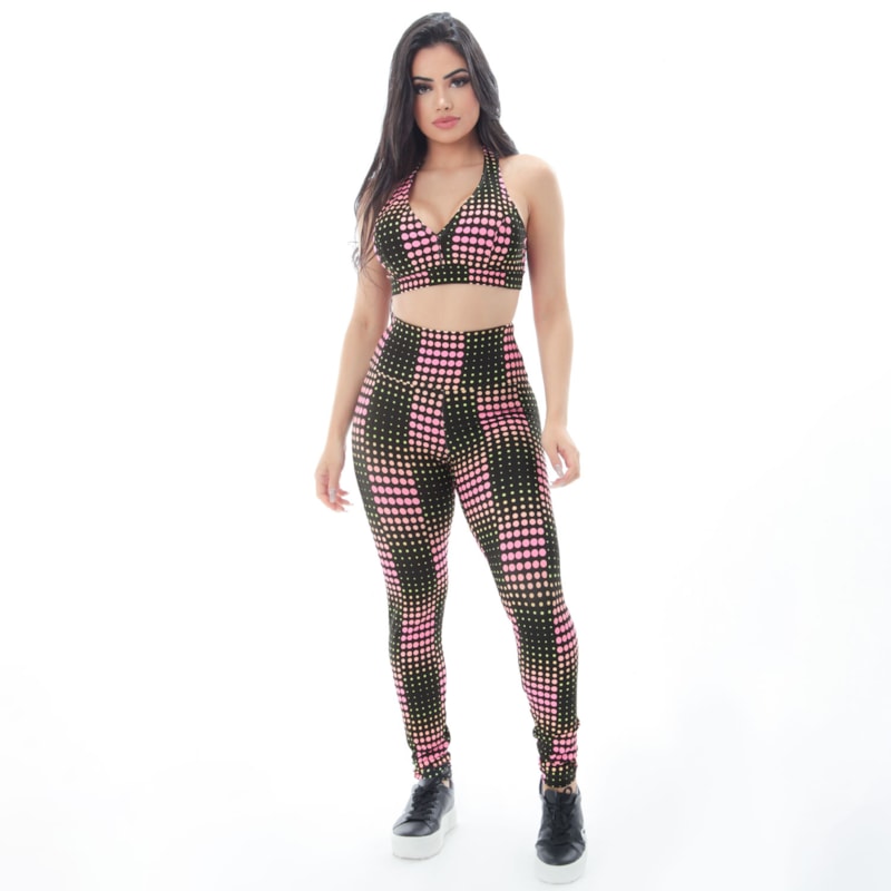 Conjunto Feminino Estampado com Top e Calça Cintura Alta | Ref: 8.8.0165-3209