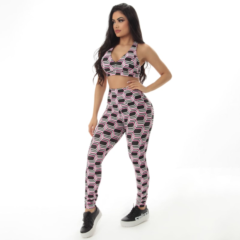 Conjunto com Estampa Calça Cós Alto e Top com Bojo | Ref: 8.8.0165-3210