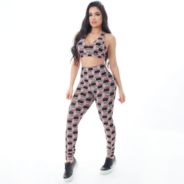 Conjunto com Estampa Calça Cós Alto e Top com Bojo | Ref: 8.8.0165-3210