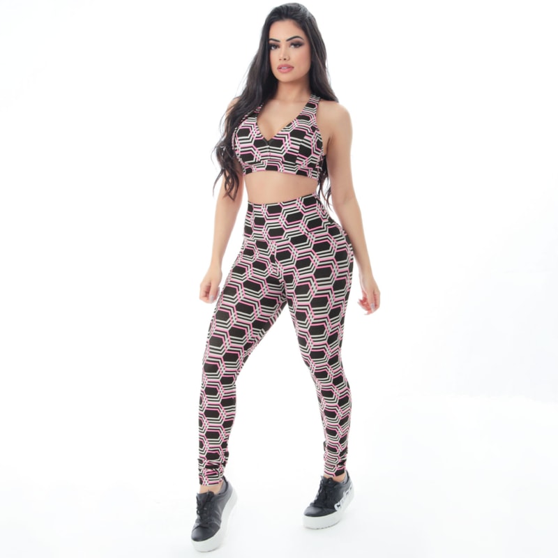 Conjunto com Estampa Calça Cós Alto e Top com Bojo | Ref: 8.8.0165-3210