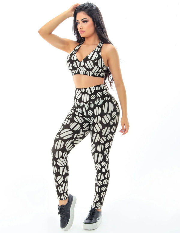 Conjunto Estampado Fitness Calça Cós Alto e Top com Bojo | Ref: 8.8.0165-3211